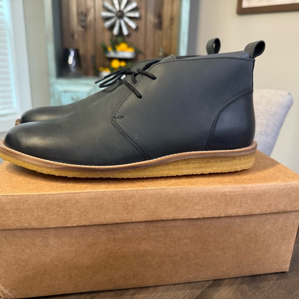 Reserved Footwear Black Leather Men's Chukka Boots